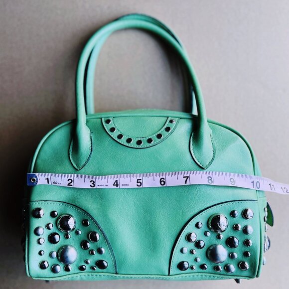 Y2K Apt 9 Mint Green Studded Mini Bowling Bag 2000s McBling Purse - Picture 4 of 5